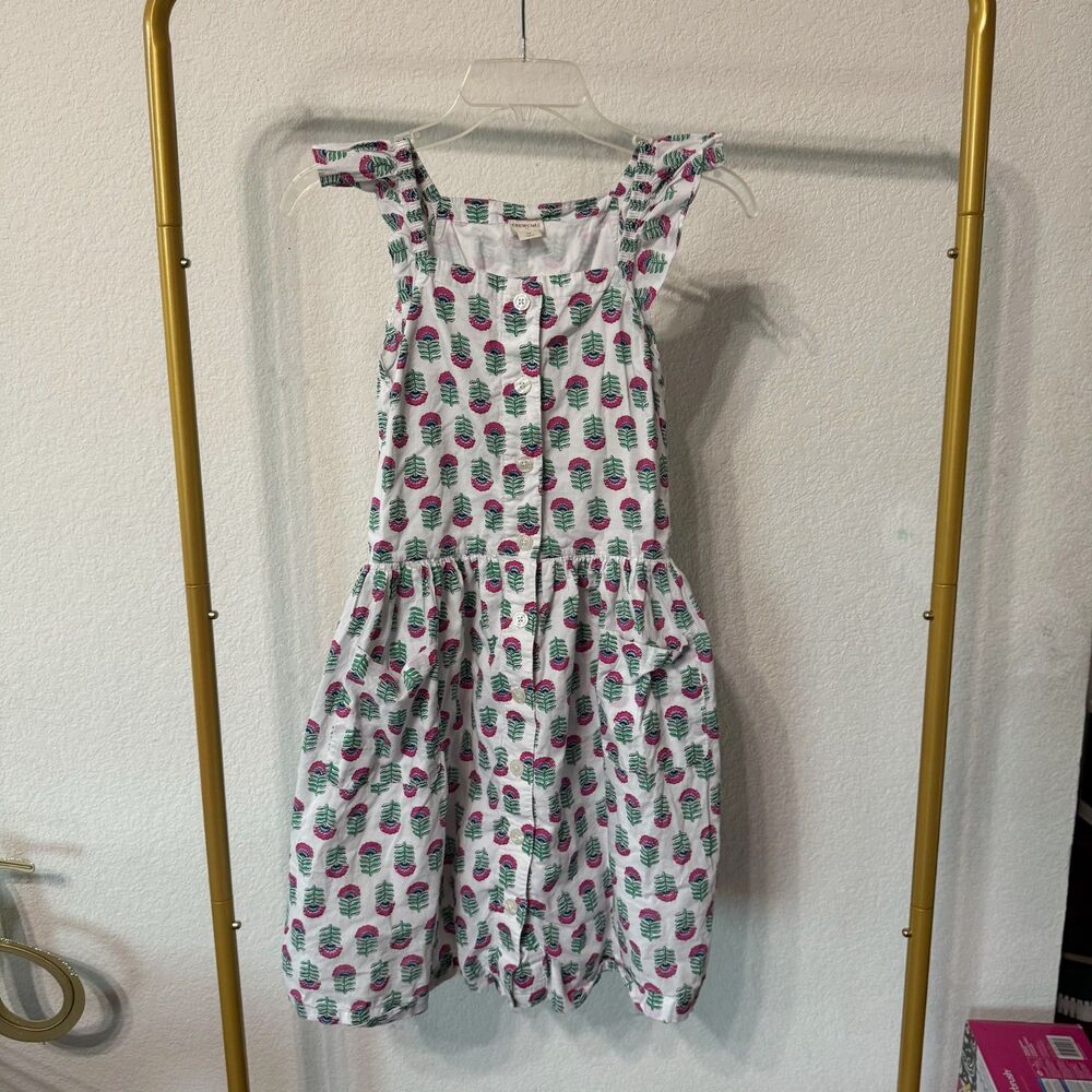 Crewcuts Girls Sleeveless Floral Print Button Front Cotton Dress Size 14